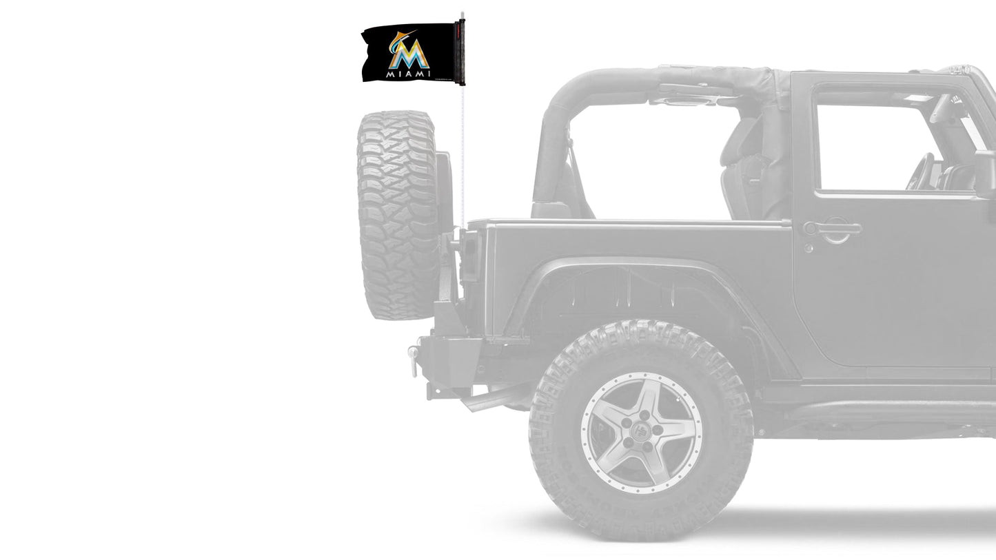 Miami Marlins 11"x17" Forever Wave Flag for Jeep Wrangler YJ 1986-1995