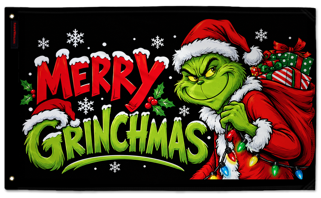 Merry Grinchmas 3'x5' double-sided flag made in the USA