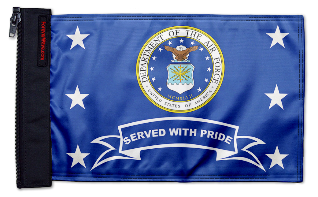 Air Force Served With Pride 12"x18" Forever Wave Flag for Bronco