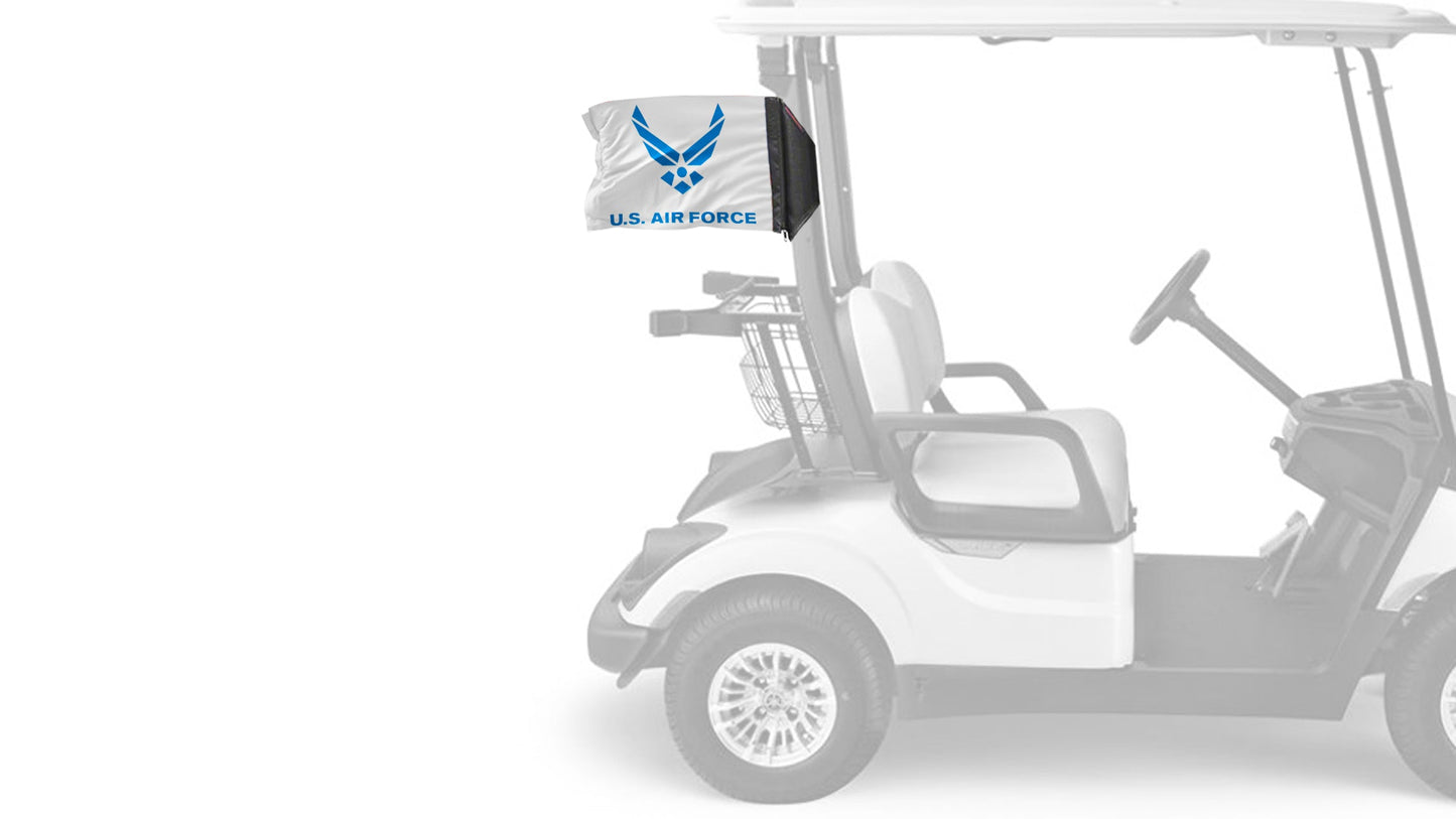 Air Force White12"x18" Forever Wave Flag for Golf Carts