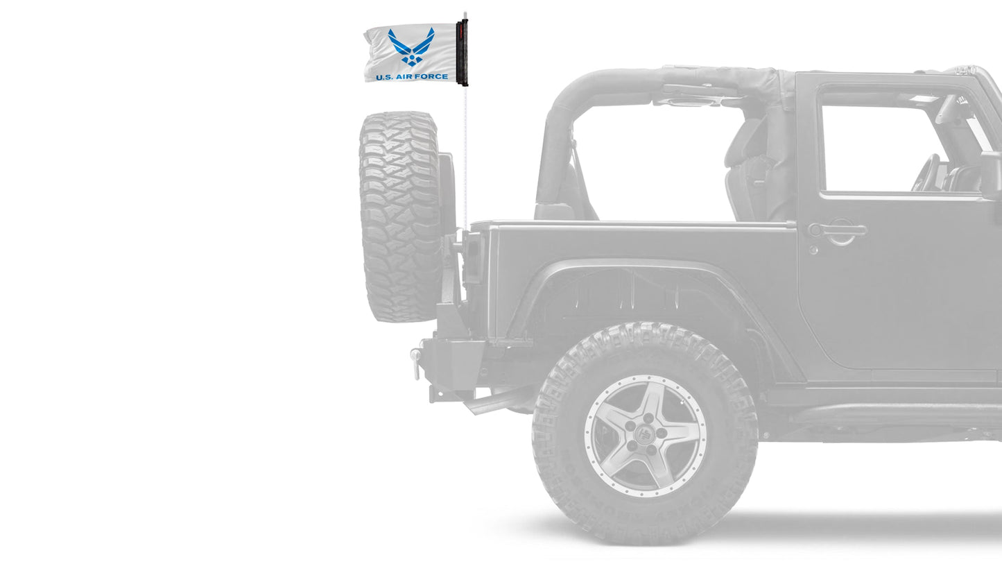 Air Force White12"x18" Forever Wave Flag for Jeep Wrangler CJ-7 and CJ-8 1976-1986