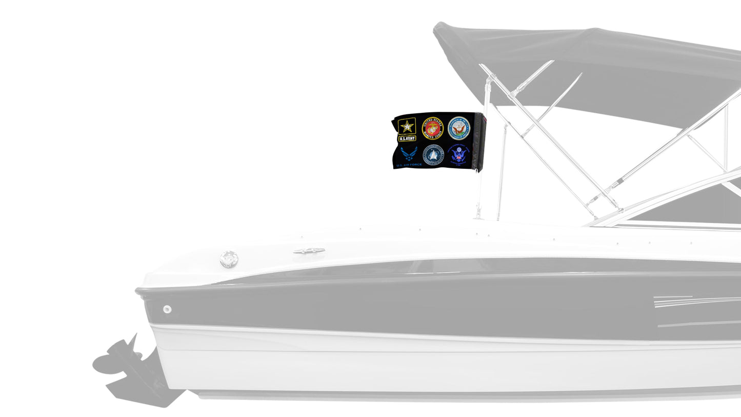 Armed Forces 12"x18" Forever Wave Flag for Boats