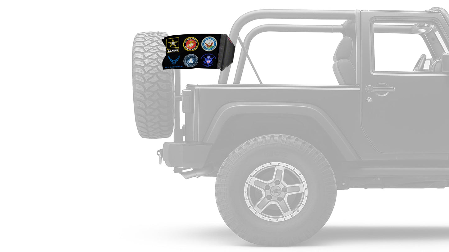 Armed Forces 12"x18" Forever Wave Flag for Jeep Wrangler JKU 4-Door 2007-2018