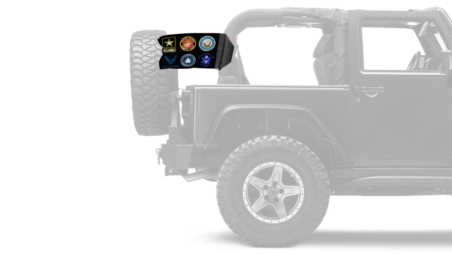 Armed Forces 12"x18" Forever Wave Flag for Jeep Wrangler TJ 1996-2006