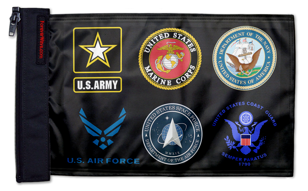 Armed Forces 12"x18" Forever Wave Flag for Jeep Wrangler JKU 4-Door 2007-2018