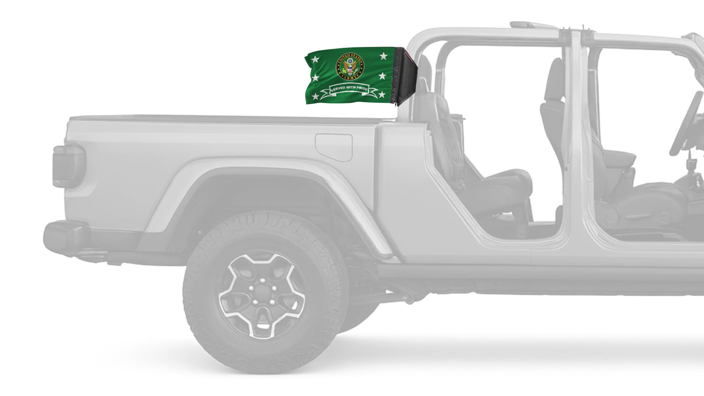Army Served With Pride 12"x18" Forever Wave Flag for Jeep Gladiator JT