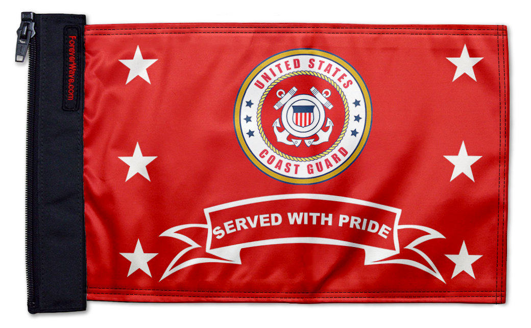 Coast Guard Served With Pride 12"x18" Forever Wave Flag for Boats