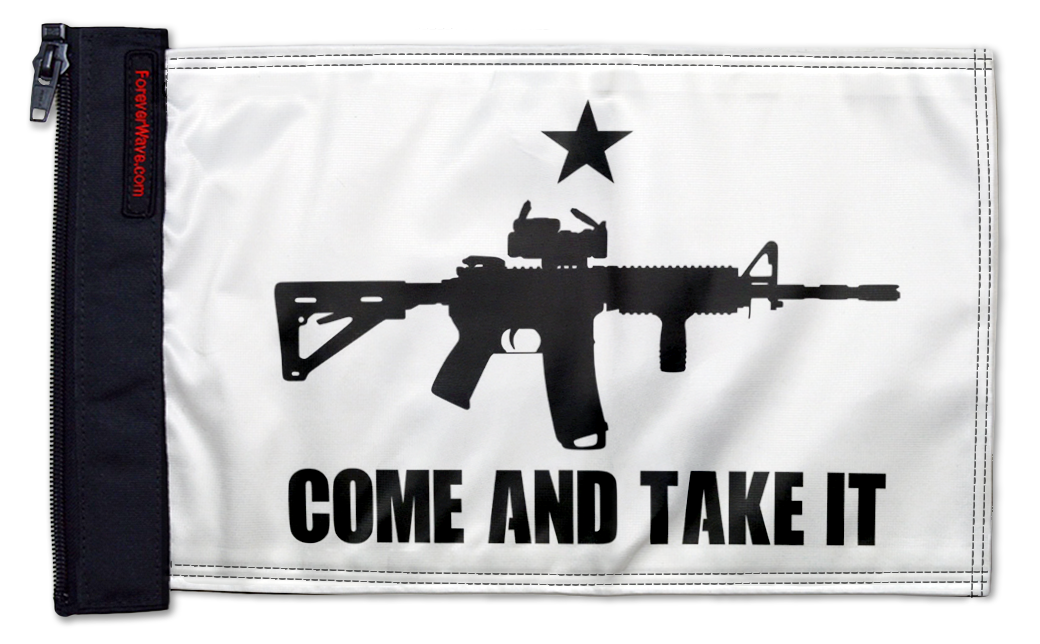 Gonzales Machine Gun 12"x18" Forever Wave Flag for Jeep Wrangler JLU 4-Door 2018-Present