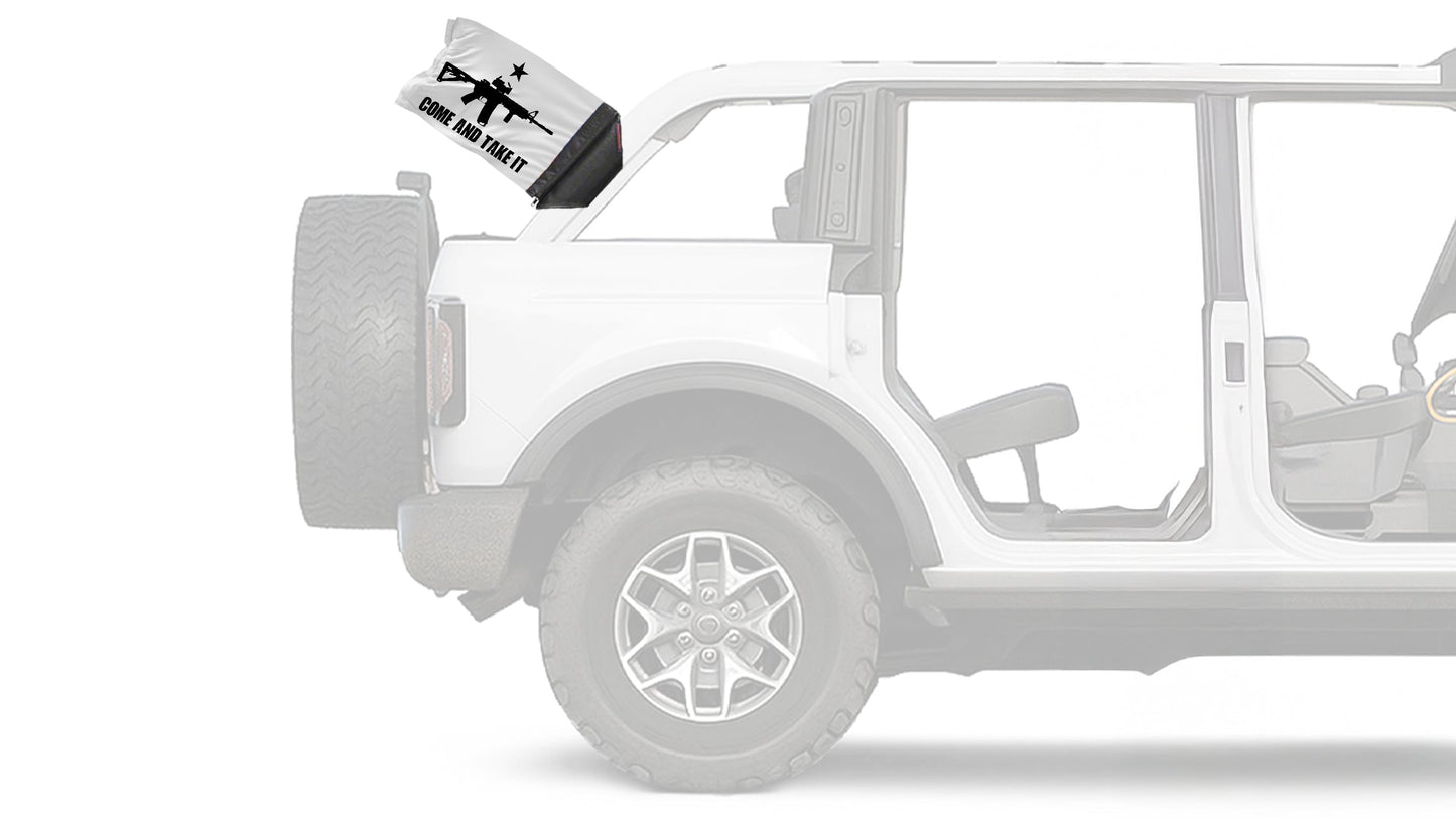 Gonzales Machine Gun 12"x18" Forever Wave Flag for Bronco