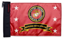 Marines Served With Pride 12"x18" Forever Wave Flag for Jeep Wrangler CJ-7 and CJ-8 1976-1986