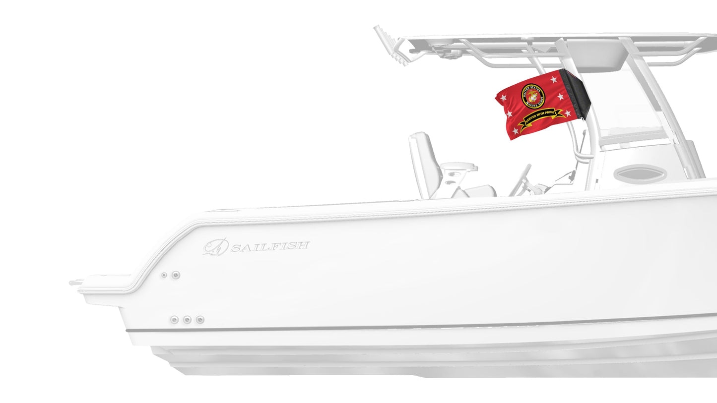 Marines Served With Pride 12"x18" Forever Wave Flag for Boats