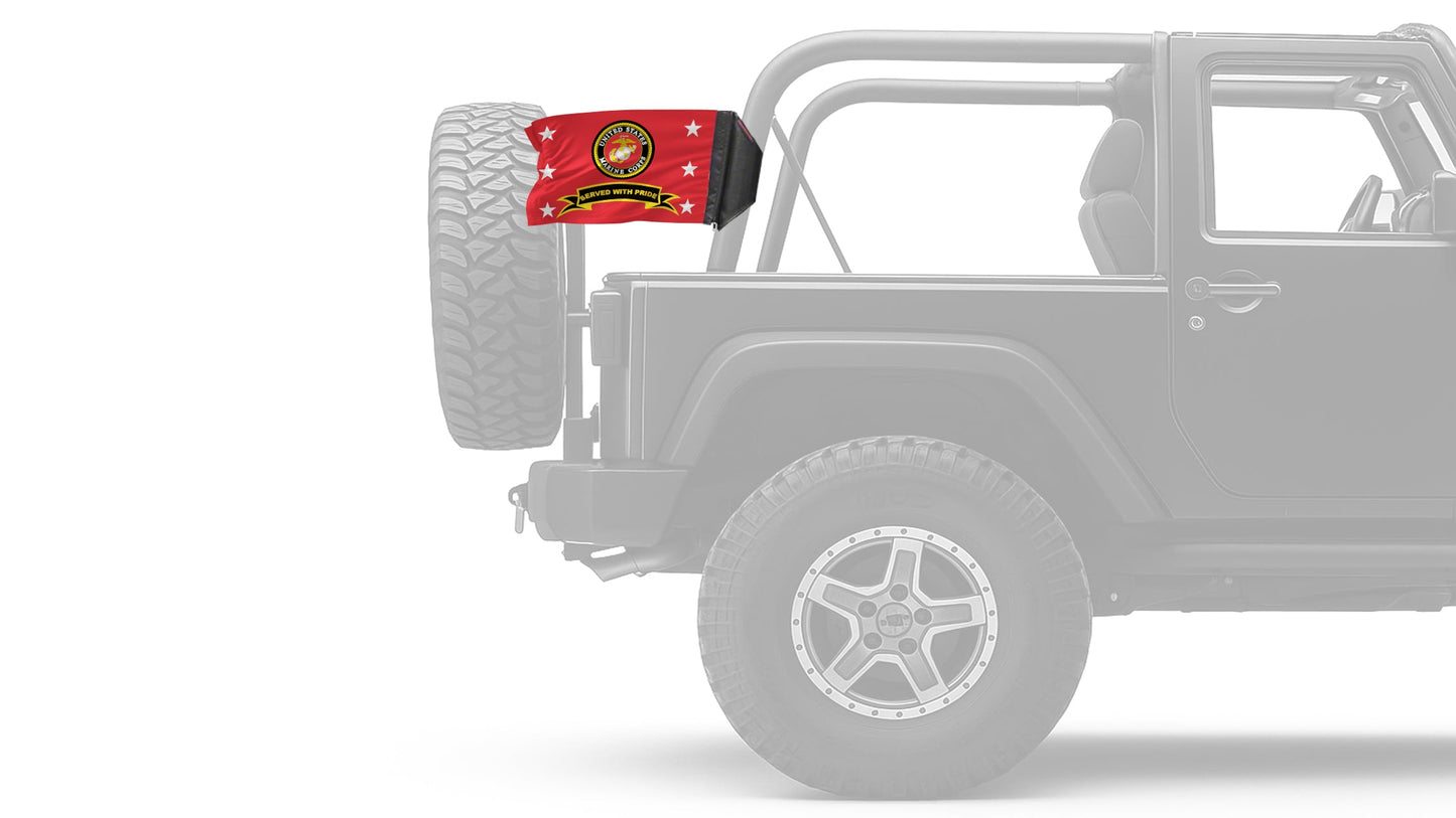 Marines Served With Pride 12"x18" Forever Wave Flag for Jeep Wrangler JKU 4-Door 2007-2018