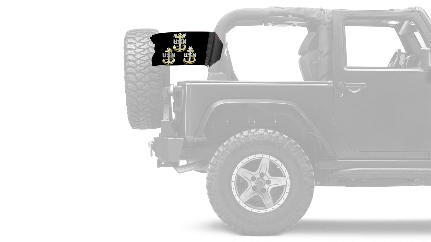 Navy Chief Petty Officers 12"x18" Forever Wave Flag for Jeep Wrangler JLU 4-Door 2018-Present