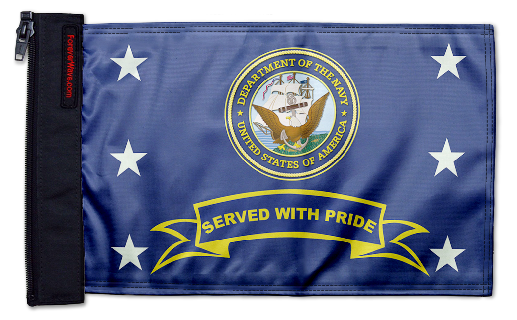 Navy Served With Pride 12"x18" Forever Wave Flag for Jeep Wrangler JKU 4-Door 2007-2018