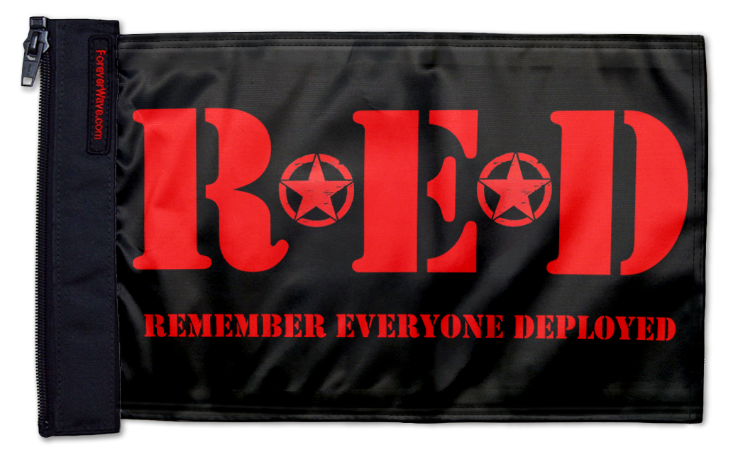 Remember Everyone Deployed 12"x18" Forever Wave Flag for Jeep Wrangler CJ-7 and CJ-8 1976-1986