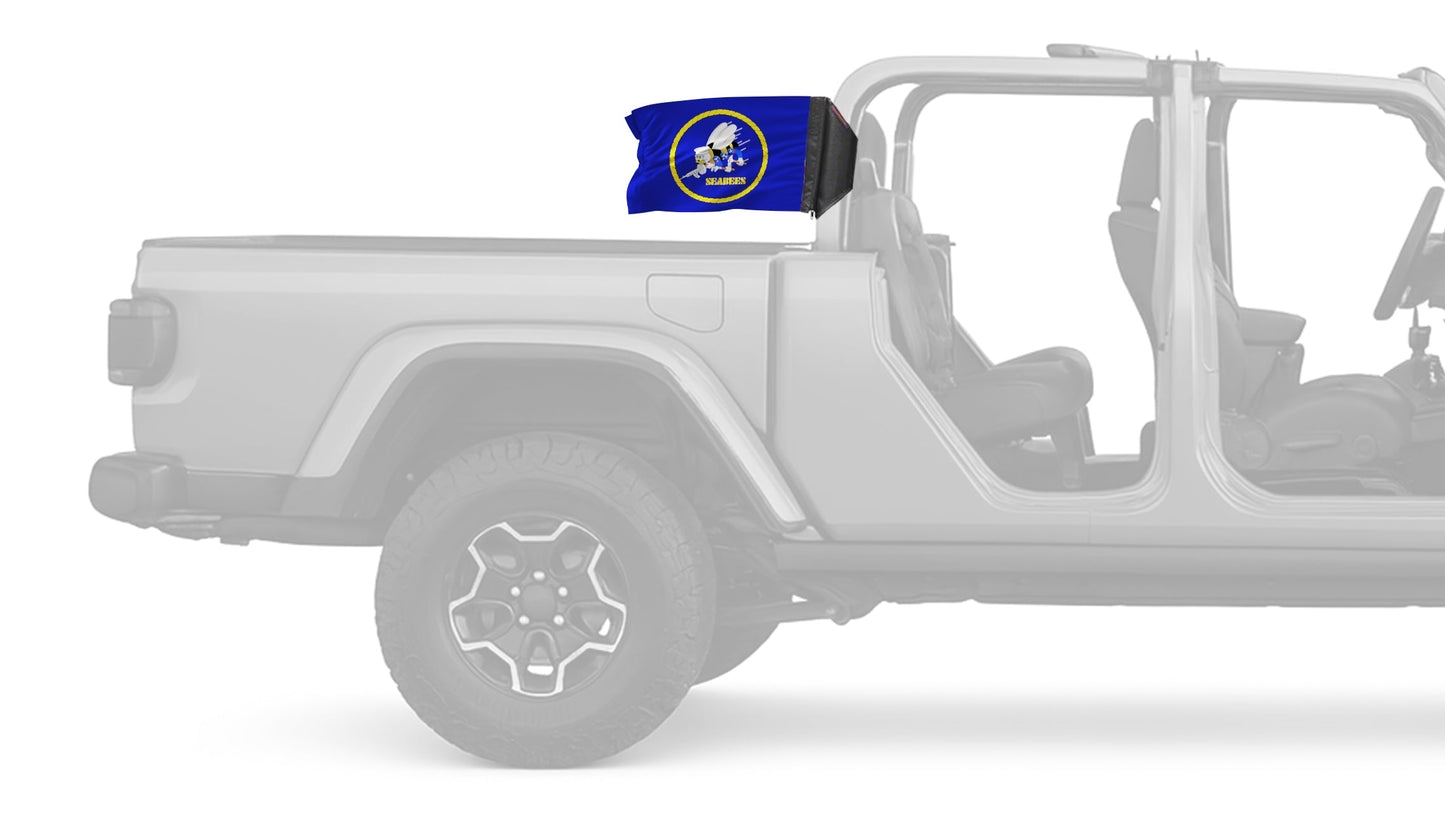 Navy Seabees 12"x18" Forever Wave Flag for Jeep Gladiator JT