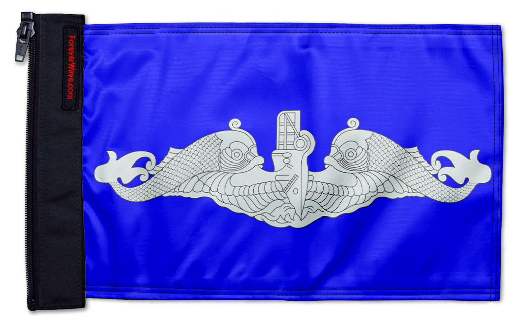 Submarine Silver Dolphins 12"x18" Forever Wave Flag for Jeep Wrangler CJ-7 and CJ-8 1976-1986