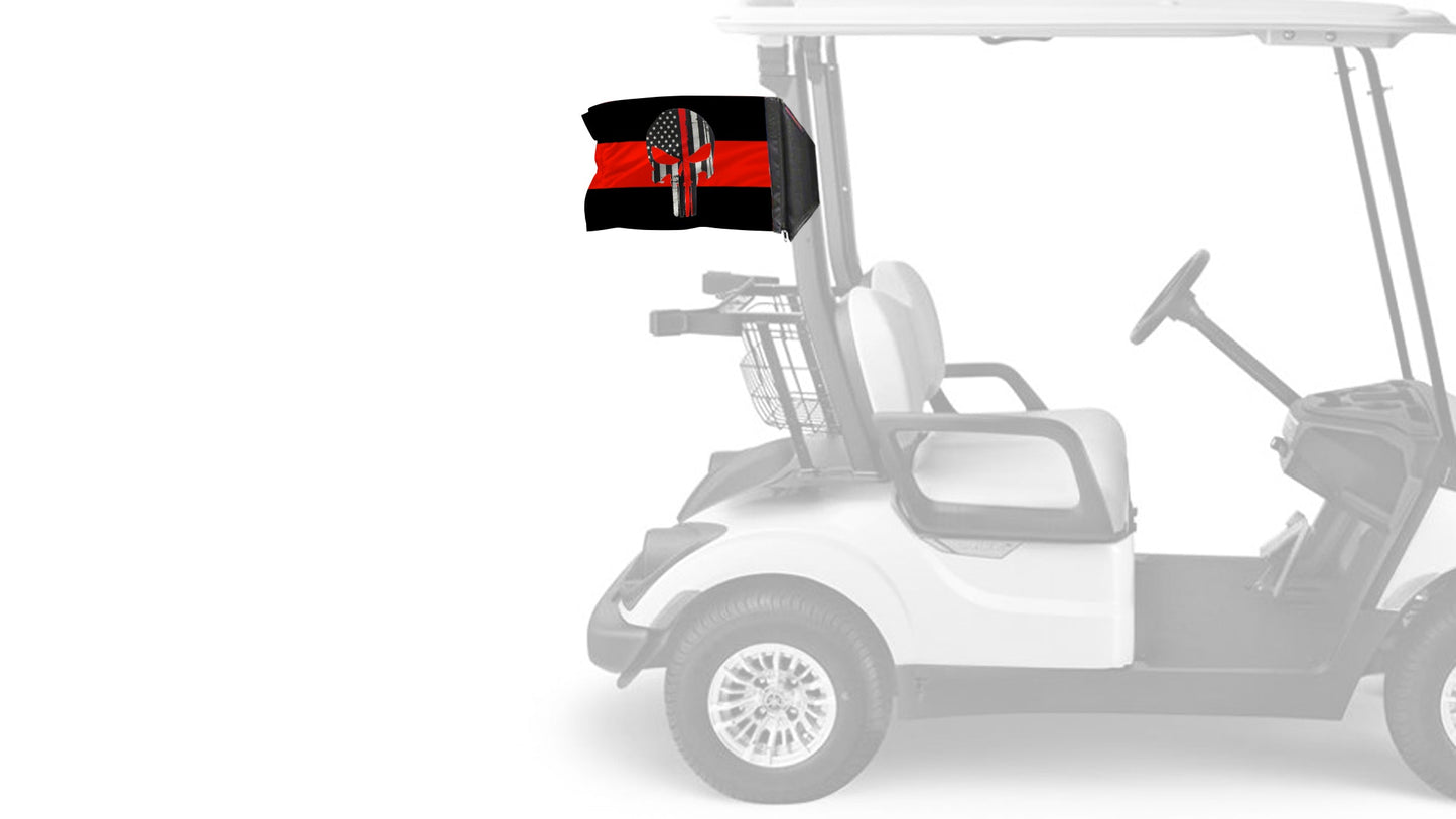 Thin Red Line Punisher 12"x18" Forever Wave Flag for Golf Carts