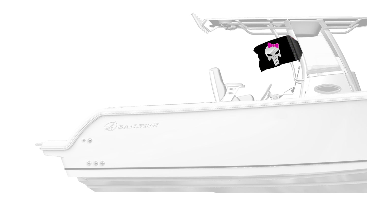 Punisher Pink Ribbon 12"x18" Forever Wave Flag for Boats