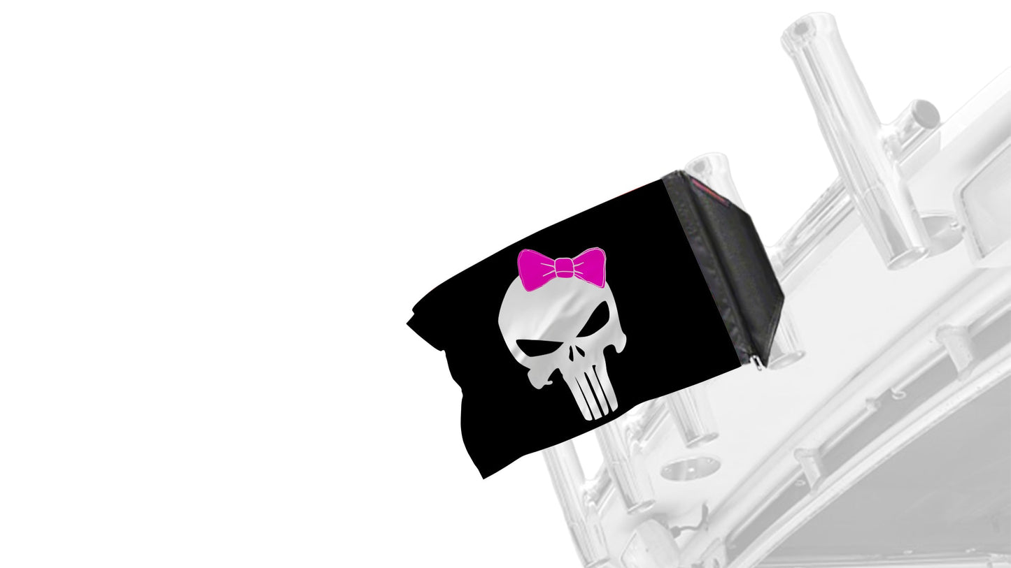 Punisher Pink Ribbon 12"x18" Forever Wave Flag for Boats