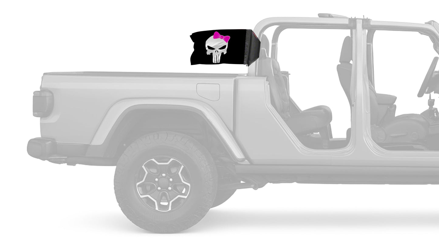 Punisher Pink Ribbon 12"x18" Forever Wave Flag for Jeep Gladiator JT