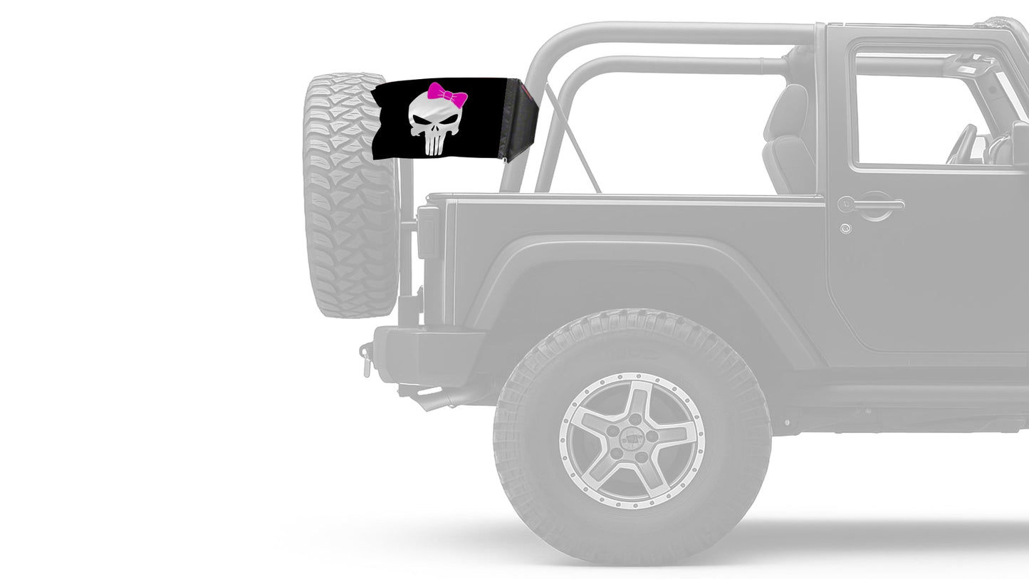 Punisher Pink Ribbon 12"x18" Forever Wave Flag for Jeep Wrangler JK 2-Door 2007-2018