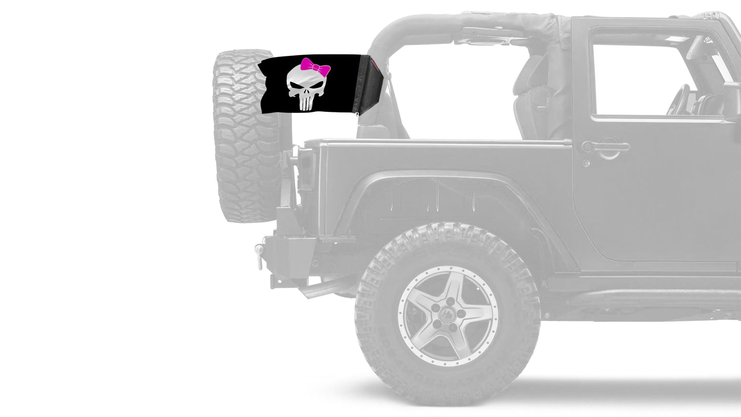 Punisher Pink Ribbon 12"x18" Forever Wave Flag for Jeep Wrangler TJ 1996-2006