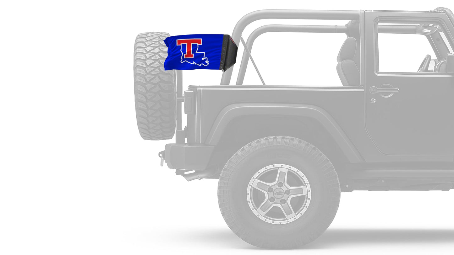 Louisiana Tech 11"x17" Forever Wave Flag for Jeep Wrangler JL 2-Door 2018-Present
