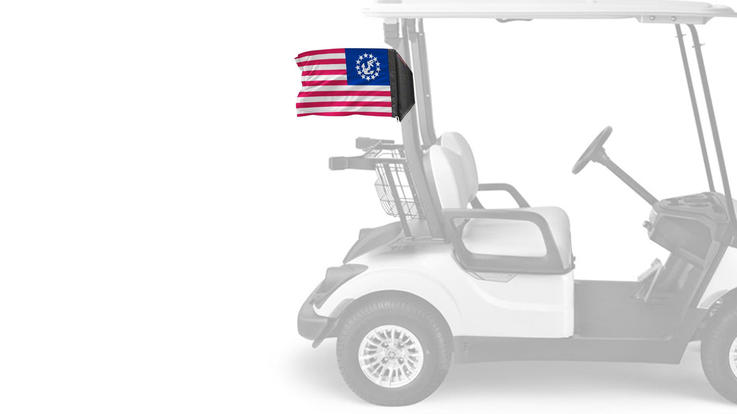 US Nautical Yacht Ensign 12"x18" Forever Wave Flag for Golf Carts
