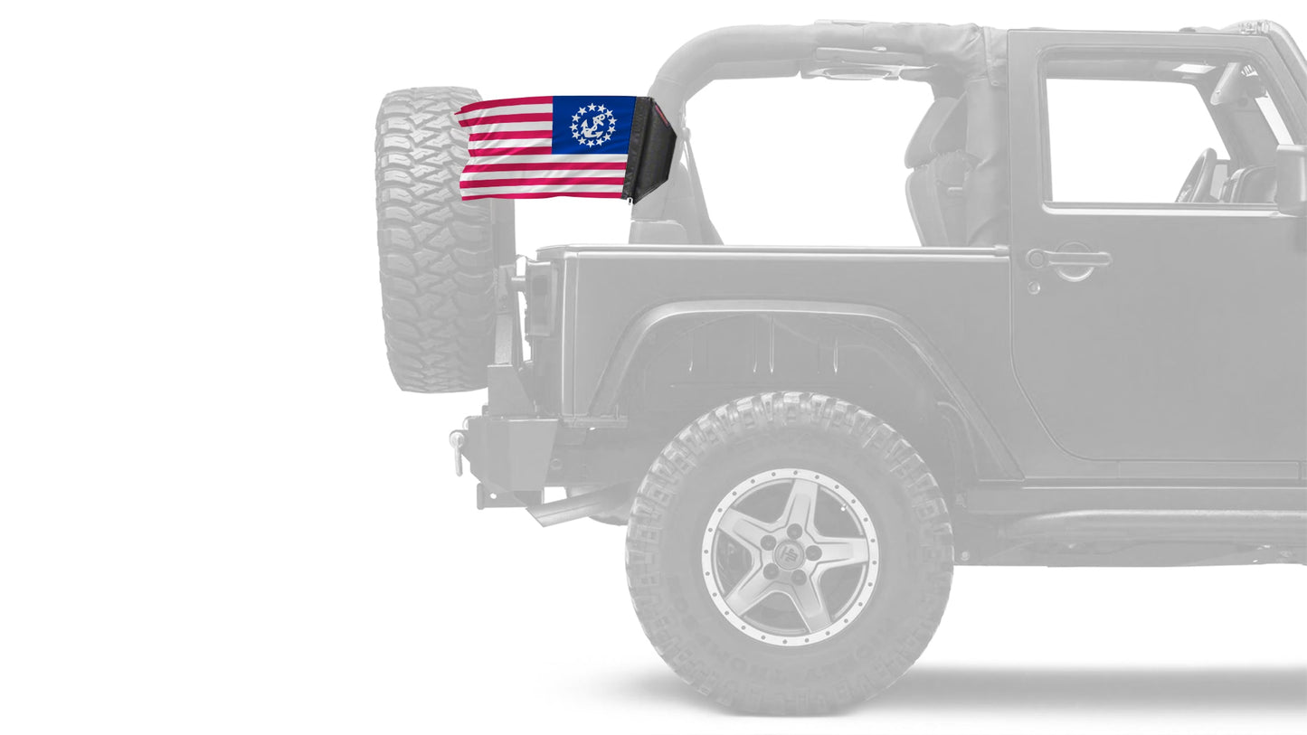 US Nautical Yacht Ensign 12"x18" Forever Wave Flag for Jeep Wrangler JK 2-Door 2007-2018