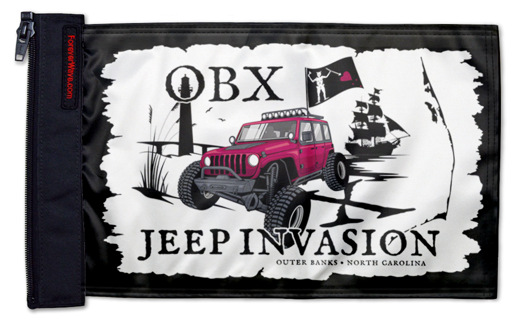 OBX Jeep Invasion Flag 12"x18" Forever Wave Flag