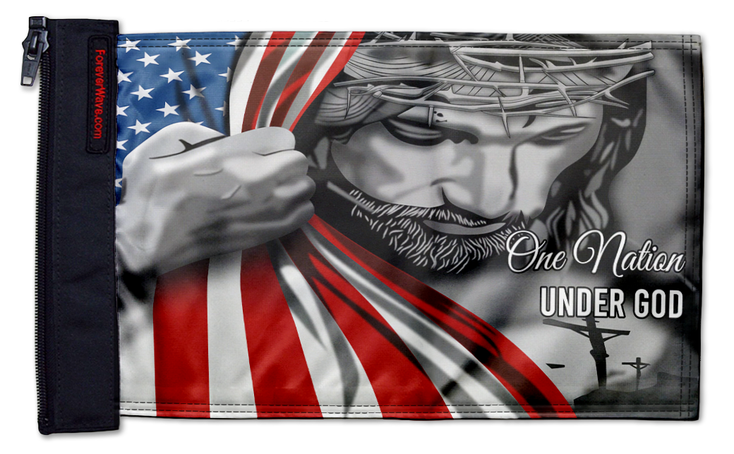 One Nation 12"x18" Forever Wave Flag for Jeep Wrangler JK 2-Door 2007-2018