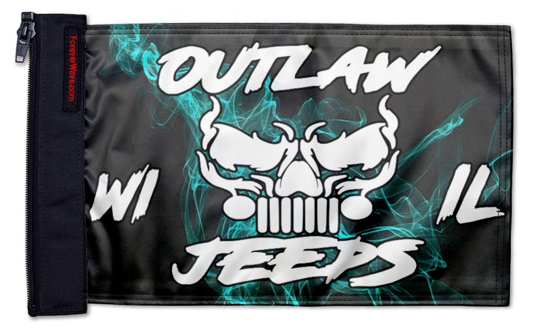 Outlaw Jeeps WI IL Flag 12"x18" Forever Wave Flag