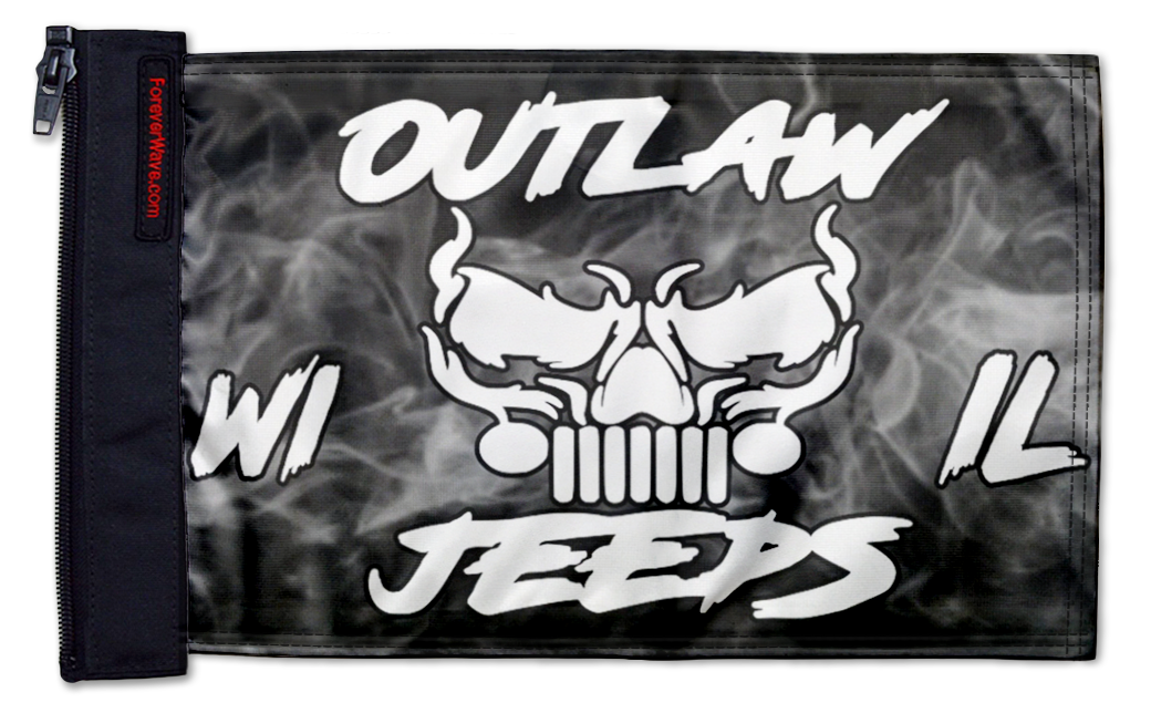 Outlaw Jeeps WI IL Flag 12"x18" Forever Wave Flag