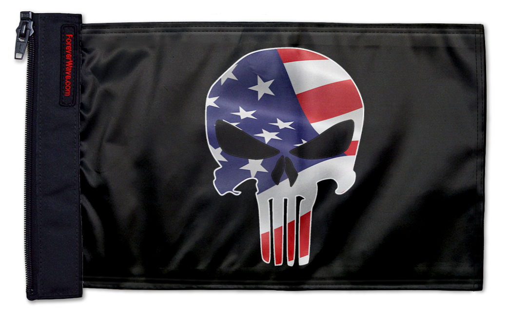 Punisher USA 12"x18" Forever Wave Flag for Jeep Wrangler TJ 1996-2006