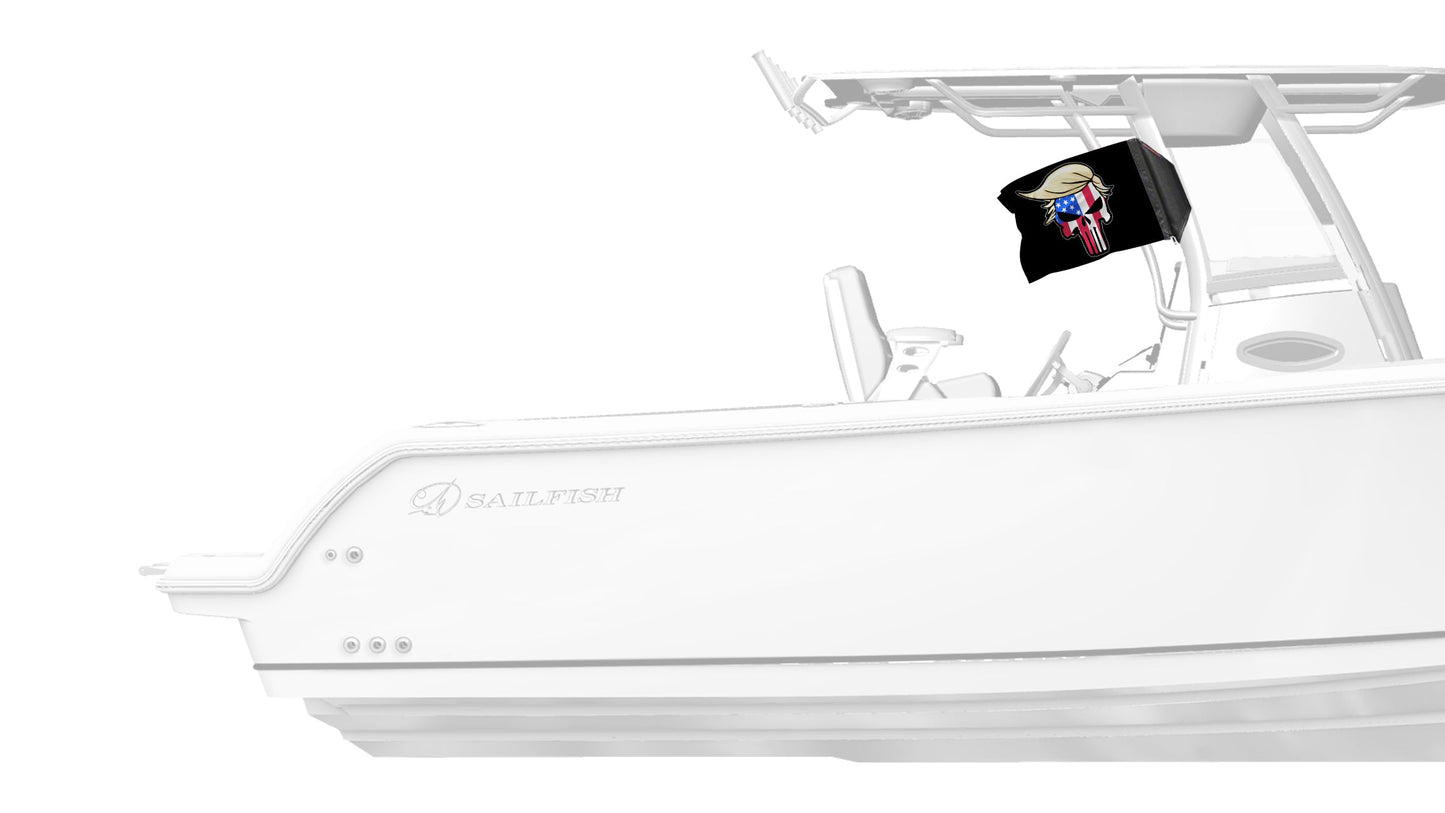 Trump Punisher 12"x18" Forever Wave Flag for Boats