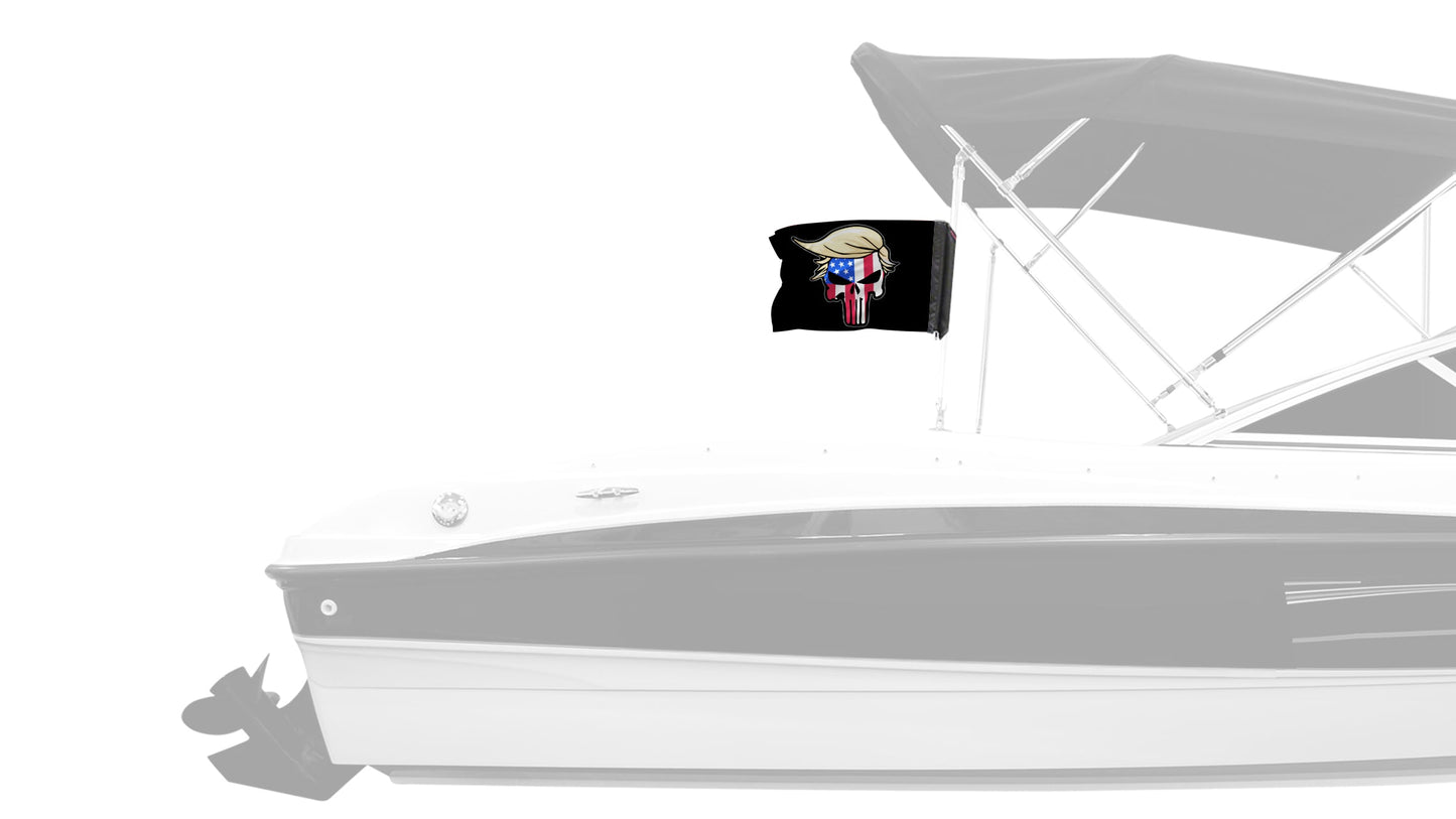 Trump Punisher 12"x18" Forever Wave Flag for Boats