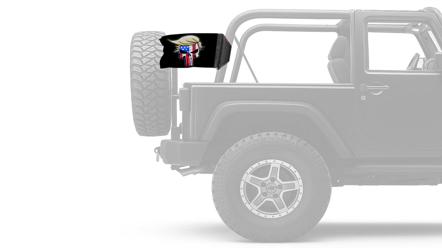 Trump Punisher 12"x18" Forever Wave Flag for Jeep Wrangler JKU 4-Door 2007-2018