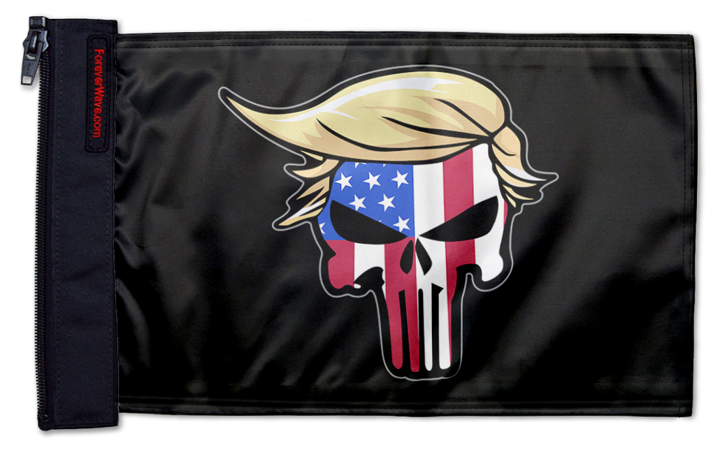 Trump Punisher 12"x18" Forever Wave Flag for Bronco