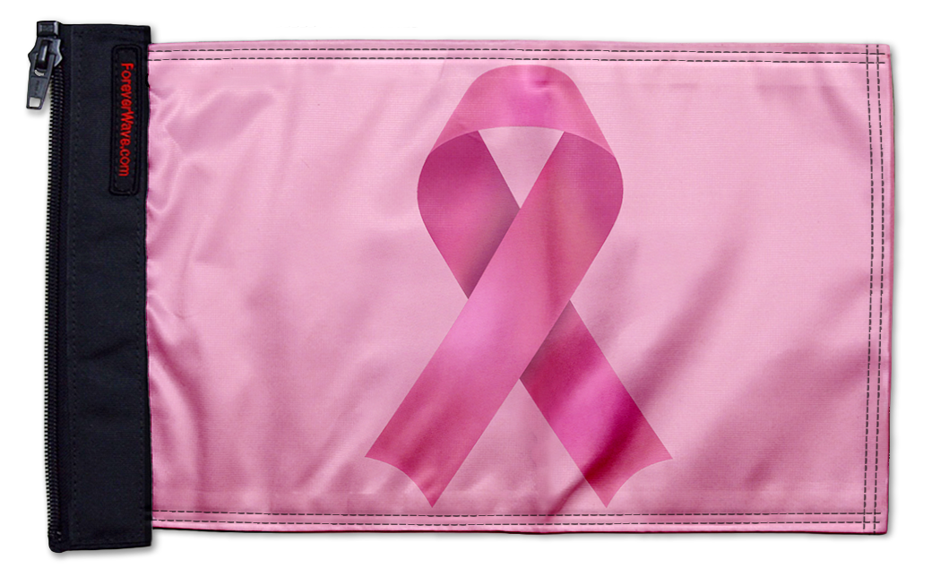 Pink Ribbon 12"x18" Forever Wave Flag for UTVs