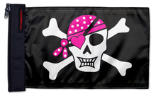 Pink Pirate 12"x18" Forever Wave Flag for Golf Carts