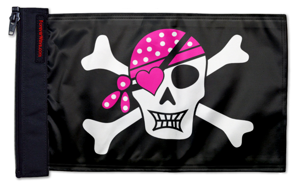 Pink Pirate 12"x18" Forever Wave Flag for Jeep Wrangler TJ 1996-2006
