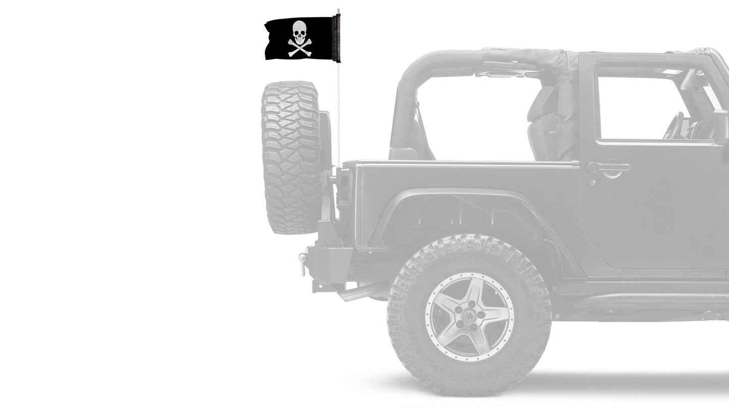 Jolly Roger 12"x18" Forever Wave Flag for Jeep Wrangler TJ 1996-2006