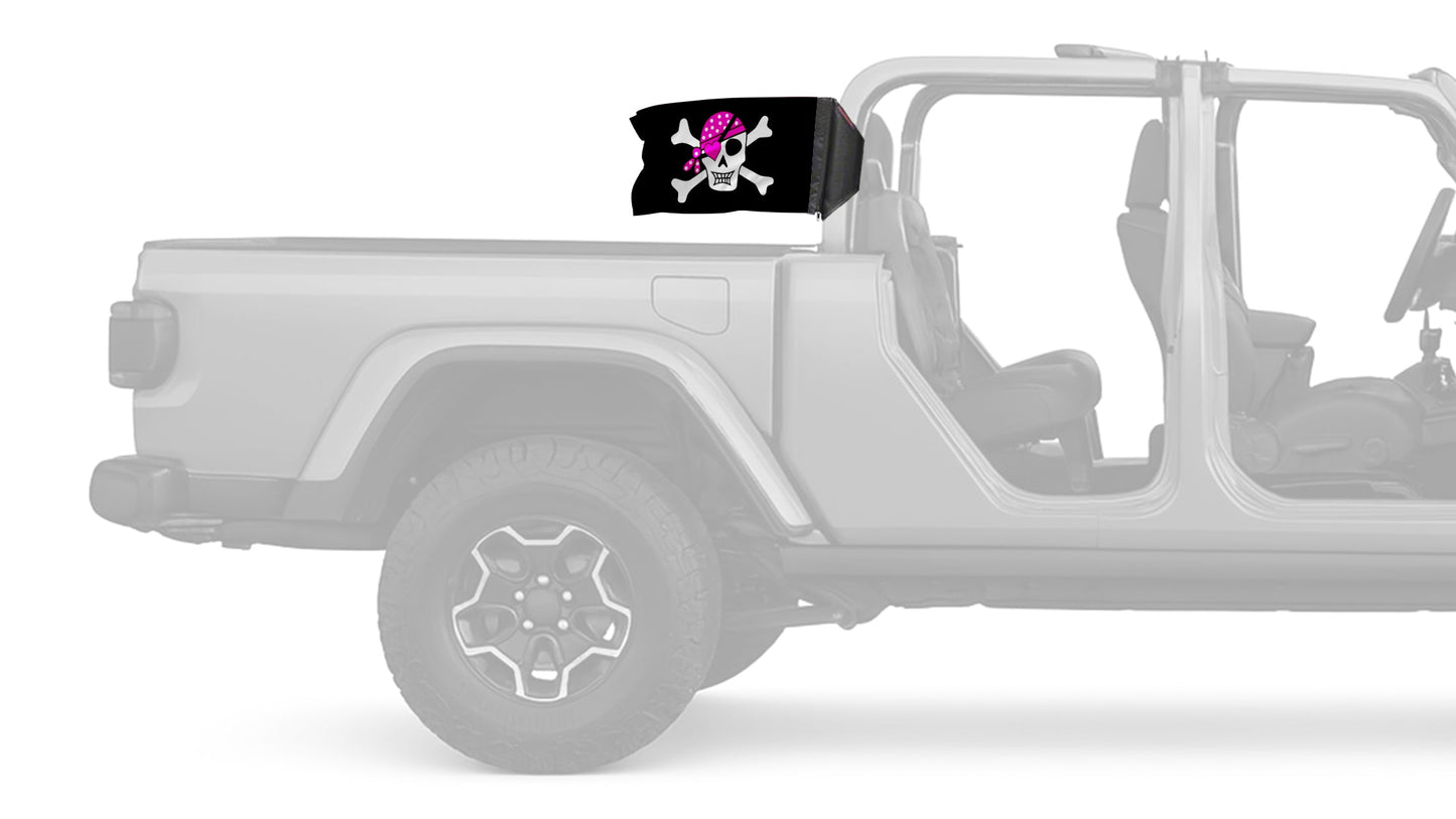 Pink Pirate 12"x18" Forever Wave Flag for Jeep Gladiator JT