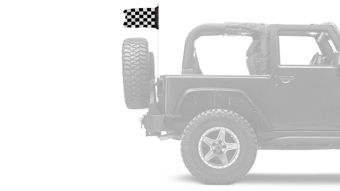 Checkered 12"x18" Forever Wave Flag for Jeep Wrangler JKU 4-Door 2007-2018