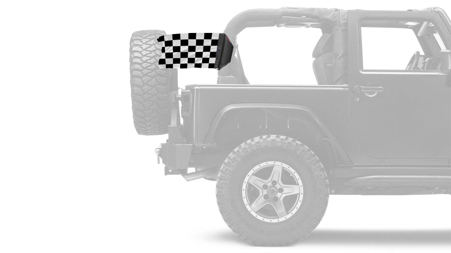 Checkered 12"x18" Forever Wave Flag for Jeep Wrangler LJ 2003-2006