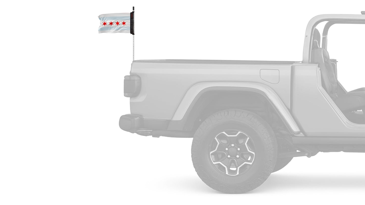 City of Chicago 12"x18" Forever Wave Flag for Jeep Wrangler JKU 4-Door 2007-2018