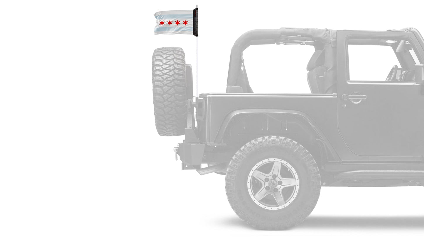City of Chicago 12"x18" Forever Wave Flag for Jeep Wrangler JL 2-Door 2018-Present