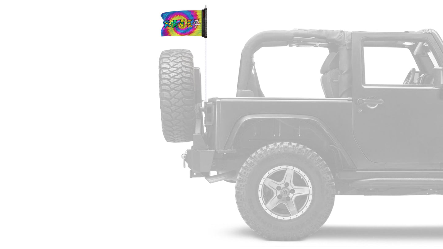 Grateful Dead Dancing Bears 12"x18" Forever Wave Flag for Jeep Wrangler JKU 4-Door 2007-2018