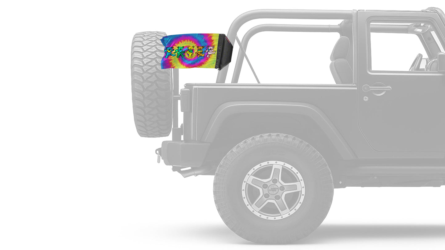 Grateful Dead Dancing Bears 12"x18" Forever Wave Flag for Jeep Wrangler TJ 1996-2006